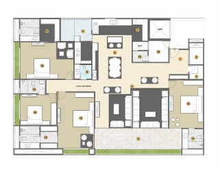 4 BHK Flat floor plan