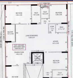 3 BHK Flat floor plan