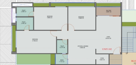 2 BHK Flat floor plan