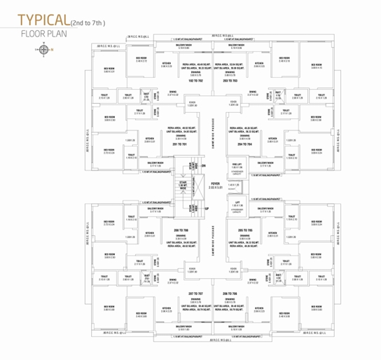 2 BHK Flat floor plan