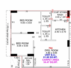 2 BHK Flat floor plan