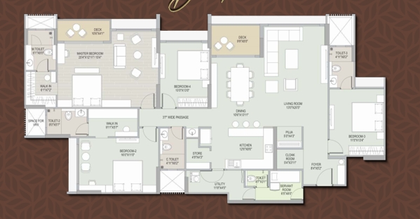 4 BHK Flat floor plan
