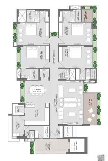 4 BHK Flat floor plan