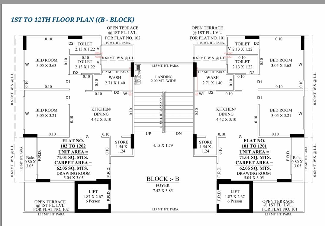 2 BHK Flat floor plan