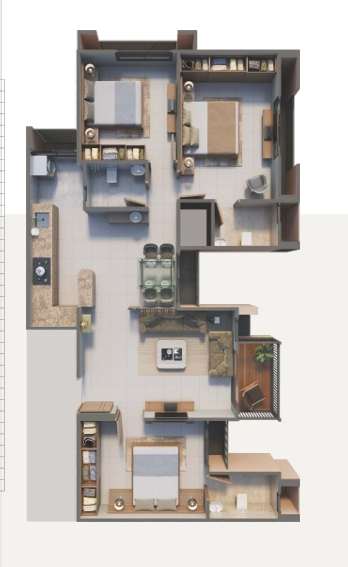 3 BHK Flat floor plan